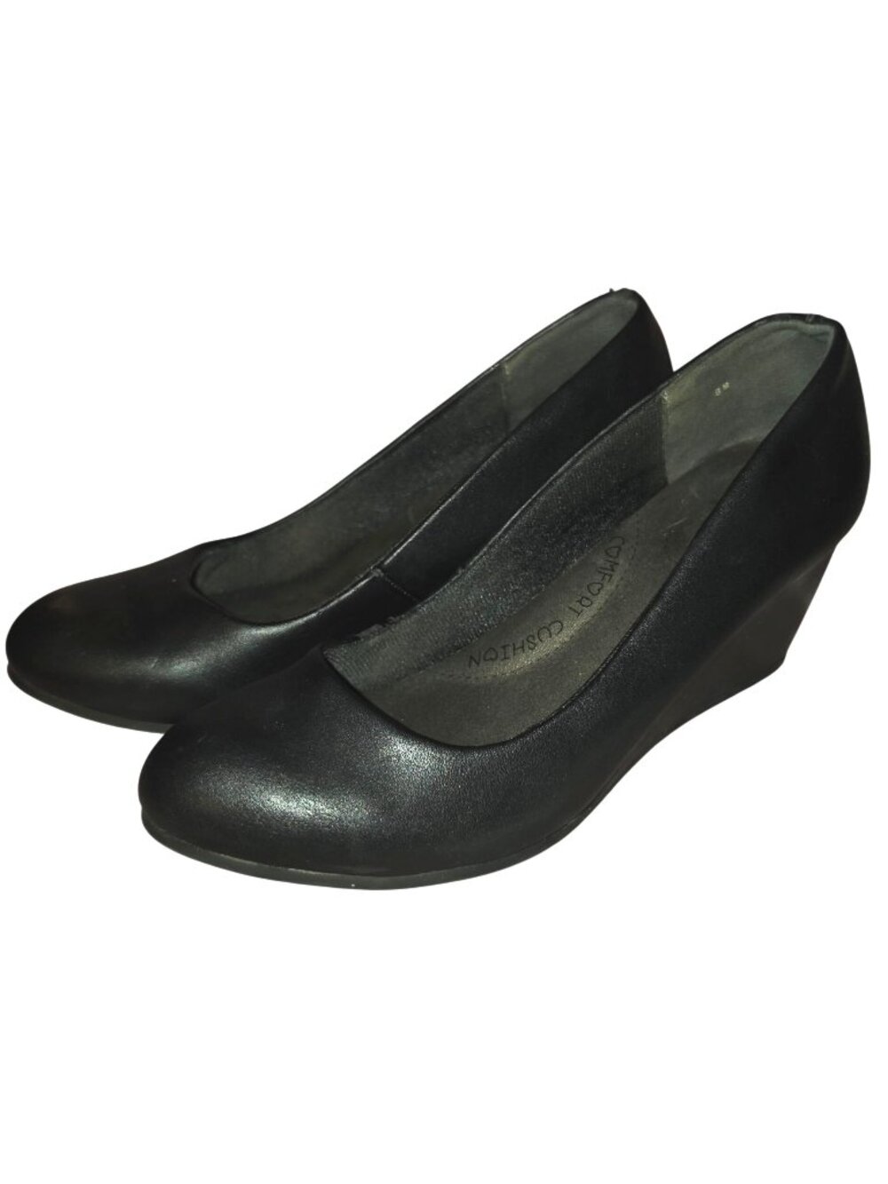 Women's Jellypop Black Nola Wedge Round Toe Heels Size Size Comfort Cushion Shoe